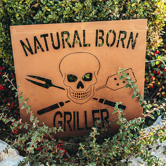 Edelrost Schild Gedichttafel - Griller - Gartendeko Spruchschild Rost Deko