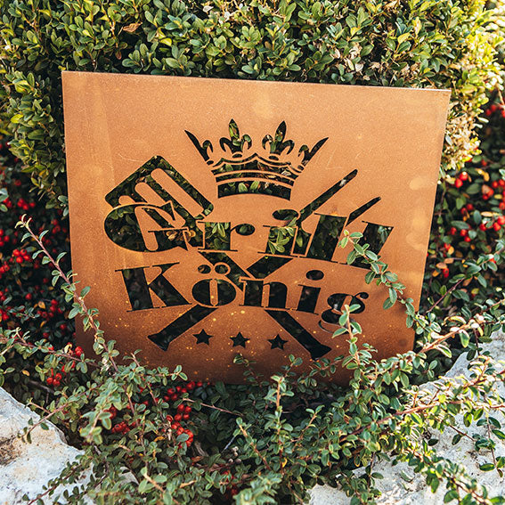 Edelrost Schild Gedichttafel - Grill-König - Gartendeko Spruchschild Rost Deko