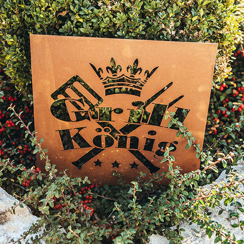 Edelrost Schild Gedichttafel - Grill-König - Gartendeko Spruchschild Rost Deko