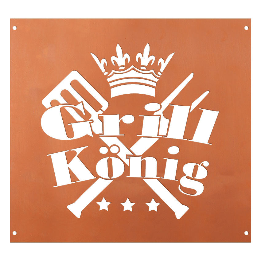 Edelrost Schild Gedichttafel - Grill-König - Gartendeko Spruchschild Rost Deko