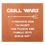 Edelrost Schild Gedichttafel - Grill Wars - Gartendeko Spruchschild Rost Deko