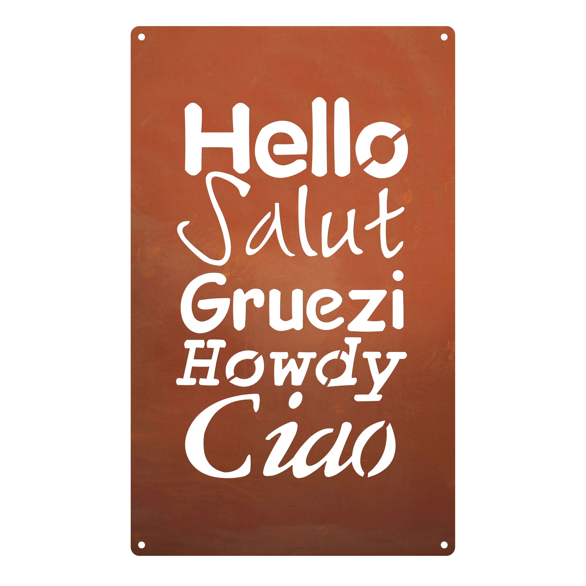 Edelrost Schild Gedichttafel - Hello - Gartendeko Spruchschild Rost Deko Türdeko