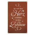 Edelrost Schild Gedichttafel - Herz-Zuhause - Gartendeko Spruchschild Blechschild