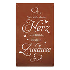 Edelrost Schild Gedichttafel - Herz-Zuhause - Gartendeko Spruchschild Blechschild