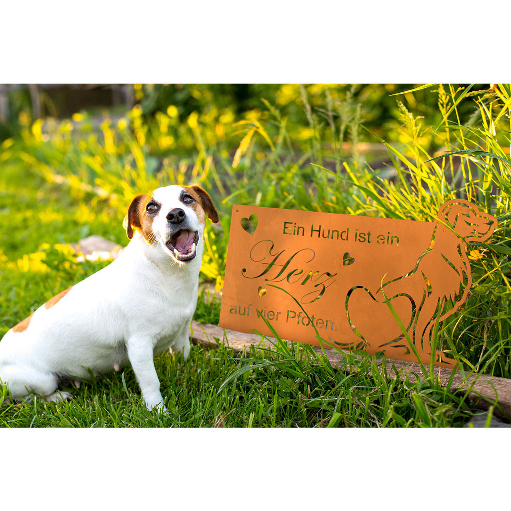 Edelrost Schild Gedichttafel - Hunde-Herz - Rost Spruchschild für Hundeliebhaber