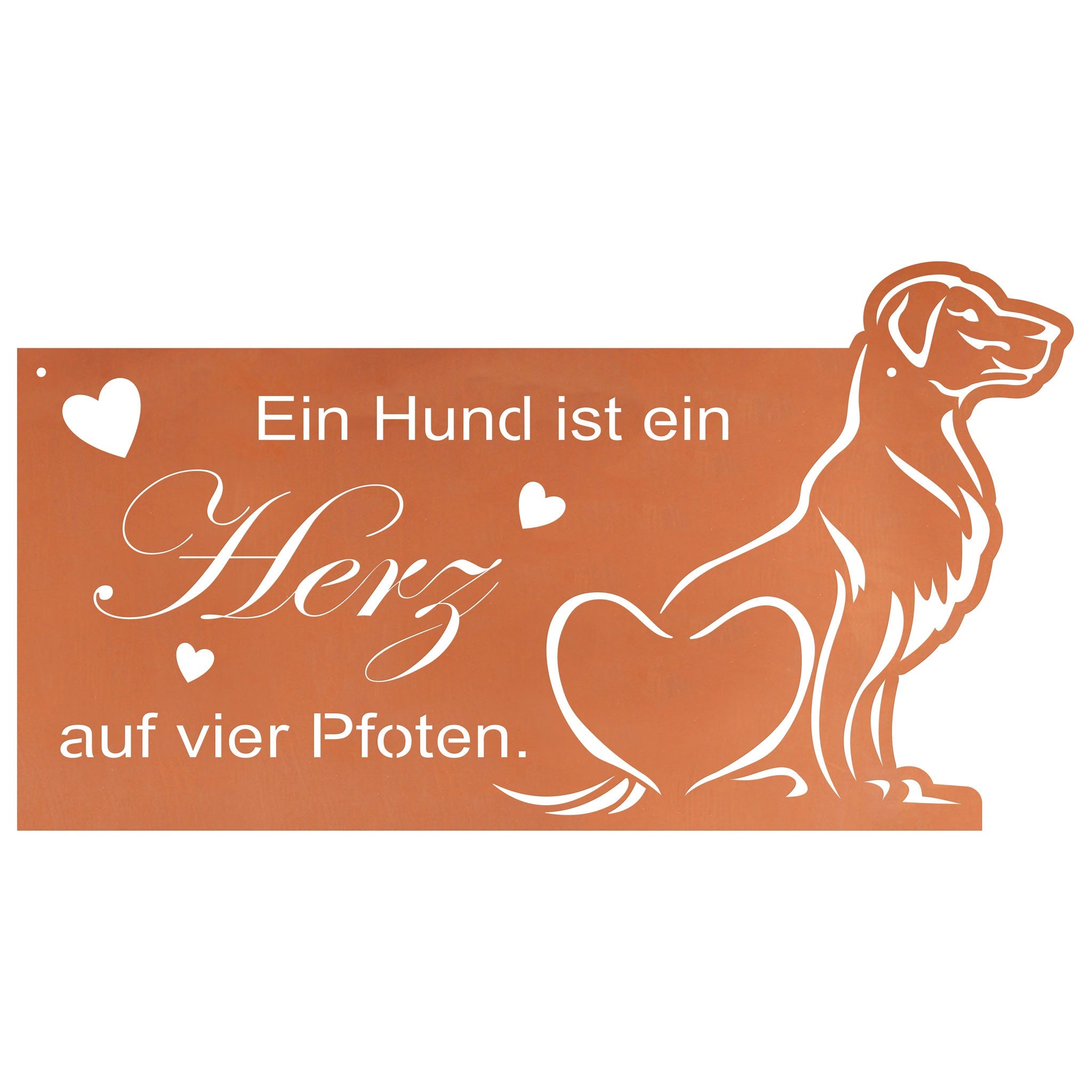 Edelrost Schild Gedichttafel - Hunde-Herz - Rost Spruchschild für Hundeliebhaber