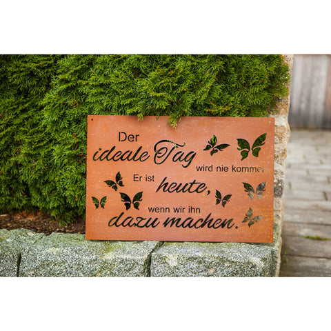 Edelrost Schild Gedichttafel - Idealer Tag - Spruchschild Rost Deko Gartendeko