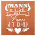 Edelrost Schild Gedichttafel - Mann sucht - Gartendeko Spruchschild Rost Deko
