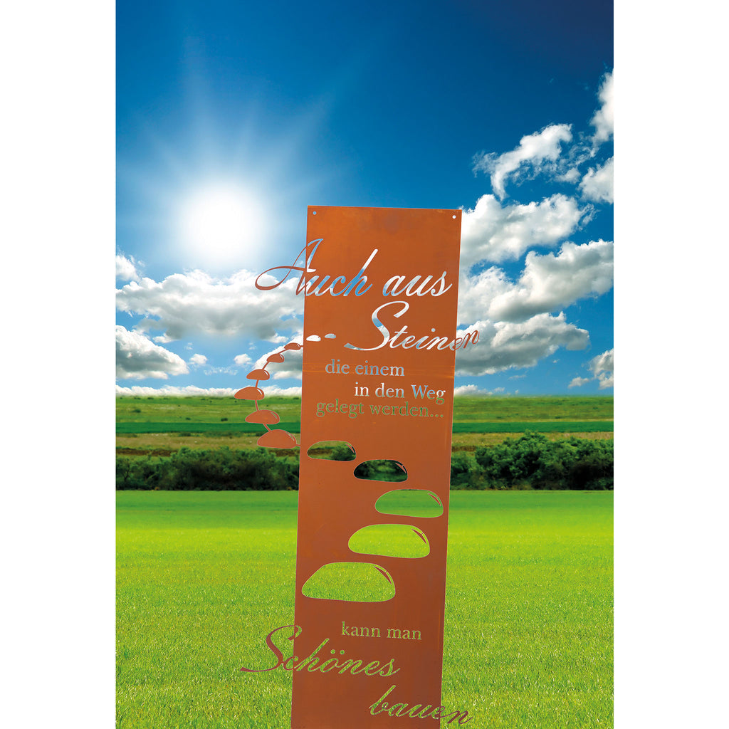 Edelrost Schild Gedichttafel - Steiniger Weg - Spruchschild Rost Deko Garten