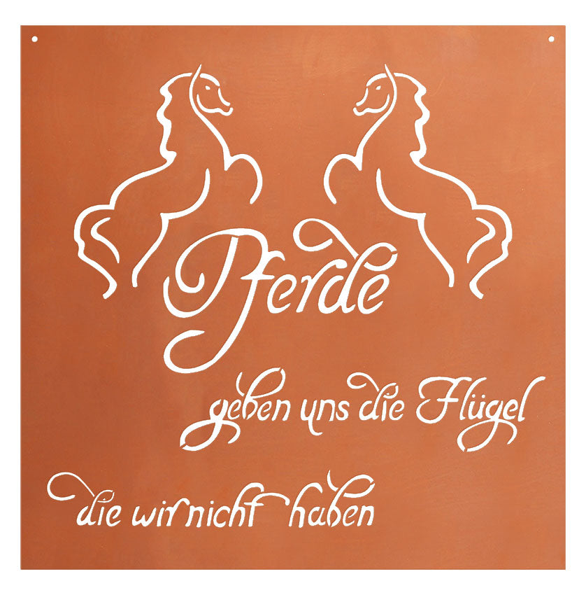Edelrost Schild Gedichttafel - Pferde - Gartendeko Spruchschild Rost Deko Pferde