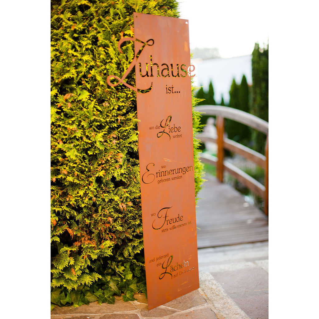 Edelrost Schild Gedichttafel - Zuhause - Spruchschild Rost Deko Eingang Groß