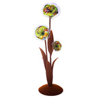 Glasblume Alexandra Edelrost Gartenstele mit handgeblasenen Glastellern 125 cm