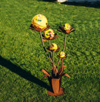 Glasblume Blumenzauber 120 Edelrost – Exklusive Gartendeko mit Glaskugel