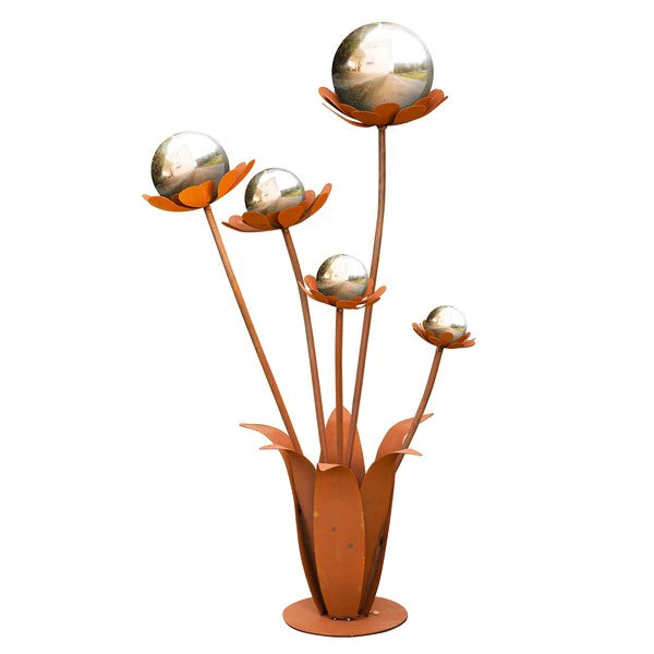Glasblume Blumenzauber 120 Edelrost – Exklusive Gartendeko mit Glaskugel