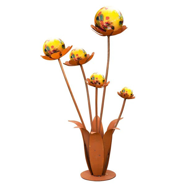 Glasblume Blumenzauber 120 Edelrost – Exklusive Gartendeko mit Glaskugel