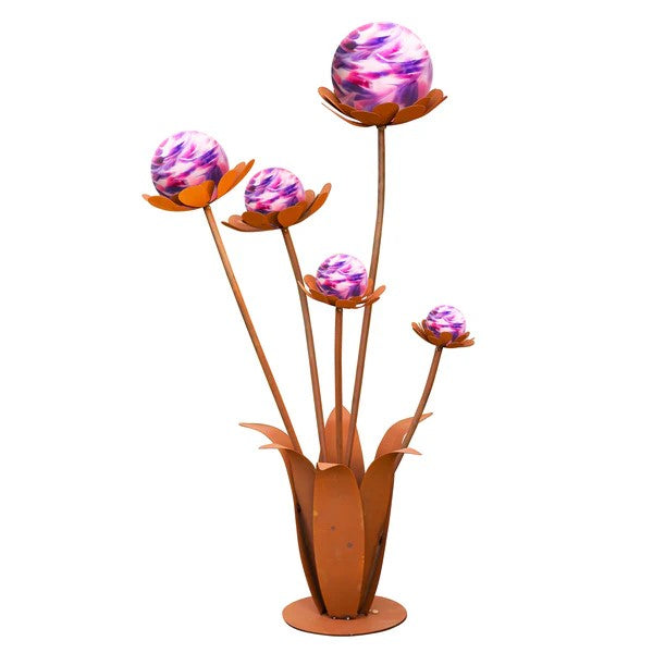 Glasblume Blumenzauber 120 Edelrost – Exklusive Gartendeko mit Glaskugel