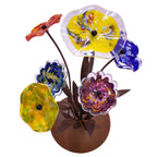 Glasblume Farbentraum Edelrost-Skulptur mit handgefertigten Glasblüten, H: 91 cm