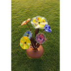Glasblume Farbentraum Edelrost-Skulptur mit handgefertigten Glasblüten, H: 91 cm