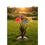 Glasblume Farbentraum Edelrost-Skulptur mit handgefertigten Glasblüten, H: 91 cm