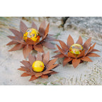 Edle Glasblumen Sonnenblüte Edelrost 3er Set, Handgefertigte Gartenkunst