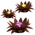 Edle Glasblumen Sonnenblüte Edelrost 3er Set, Handgefertigte Gartenkunst