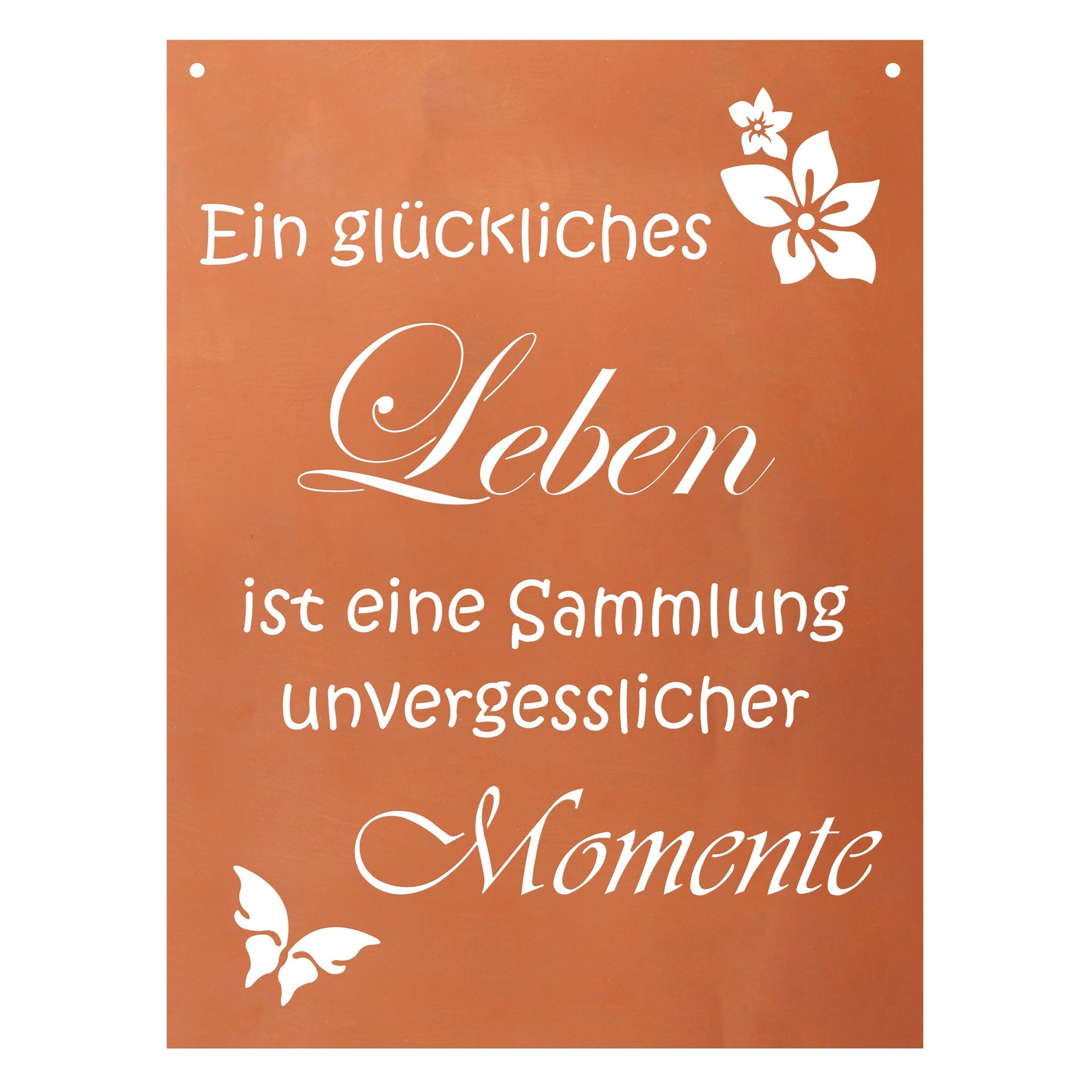 Edelrost Schild Gedichttafel - Glückliches Leben - Spruchschild Deko Geschenkidee