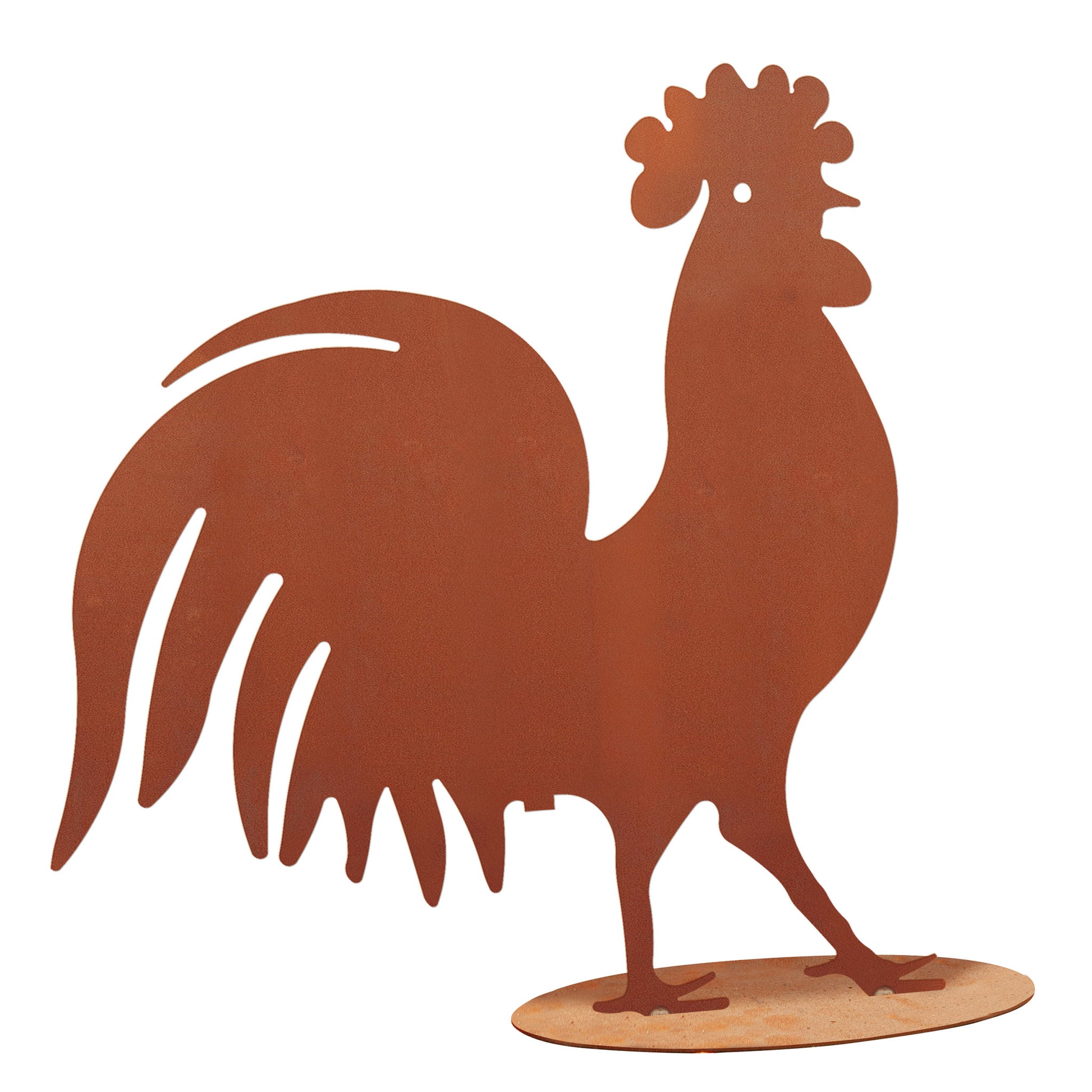 Tierfigur Metall - Gockel stehend - Rost Deko Landhaus Hahn Gockel