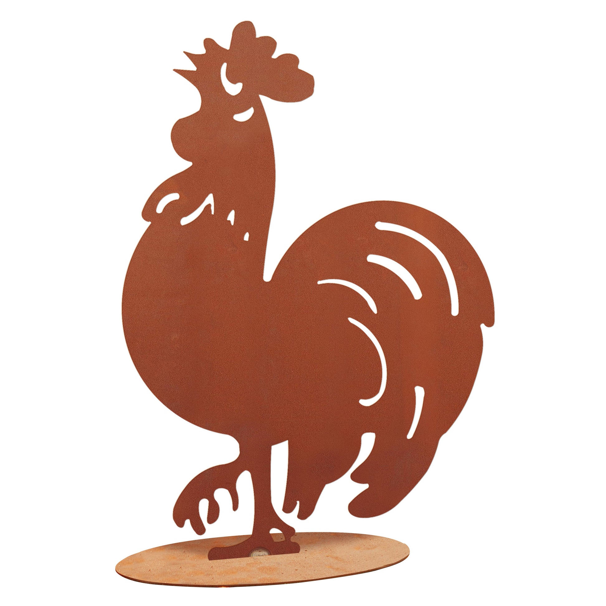 Tierfigur Metall - Hahn krähend - Garten Deko Rost Landhaus Gockel