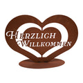 Edelrost Schild - Herz Dreifaches Willkommen - Rostige Deko Eingang