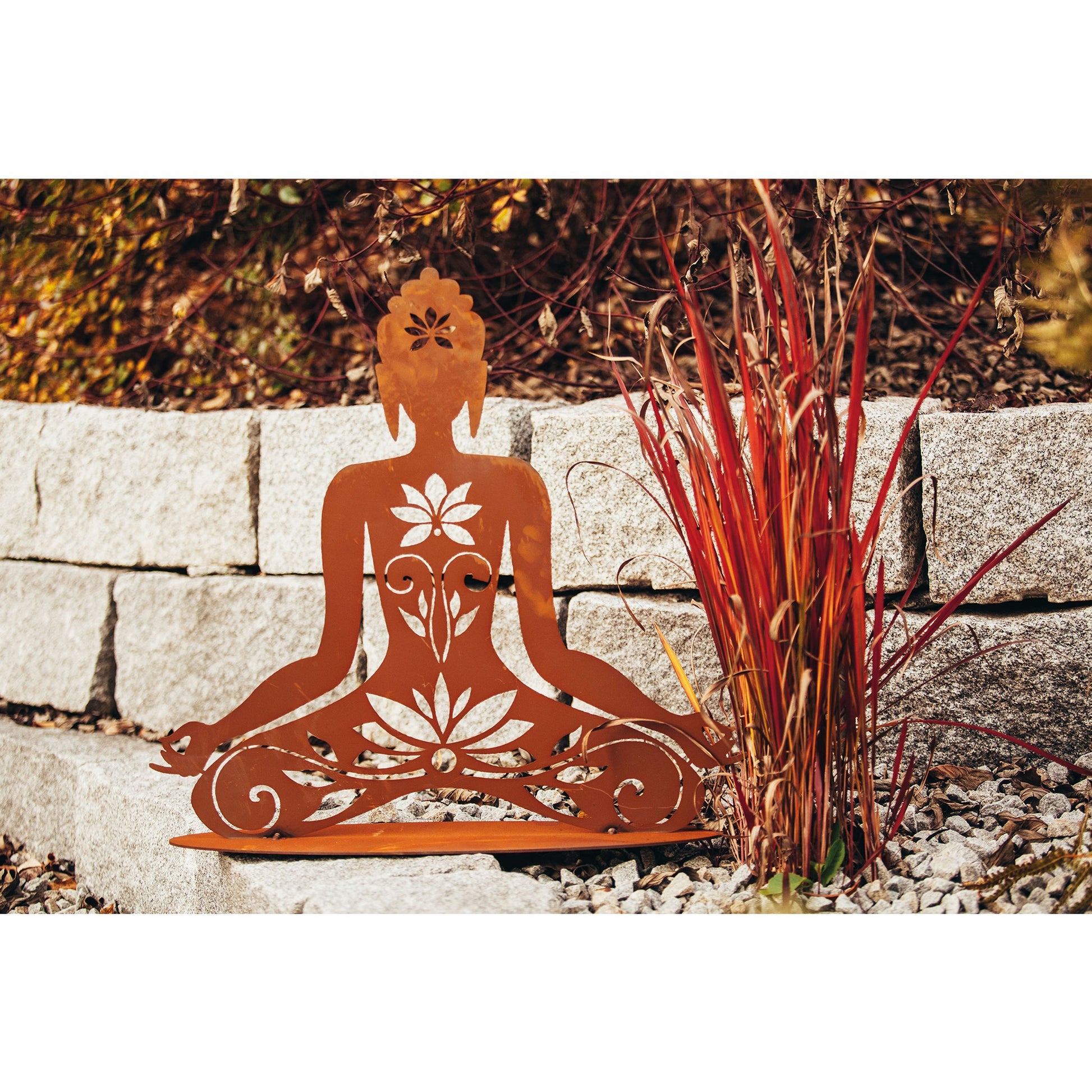 Gartenfigur Hindu-Göttin Shiva aus Edelrost Metall Gartendeko Rost Deko Wohndeko