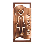 Holz WC-Schilder MEN & WOMEN Toilettenschild Naturholz auf Edelrostrahmen 2er-Set