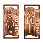 Holz WC-Schilder MEN & WOMEN Toilettenschild Naturholz auf Edelrostrahmen 2er-Set