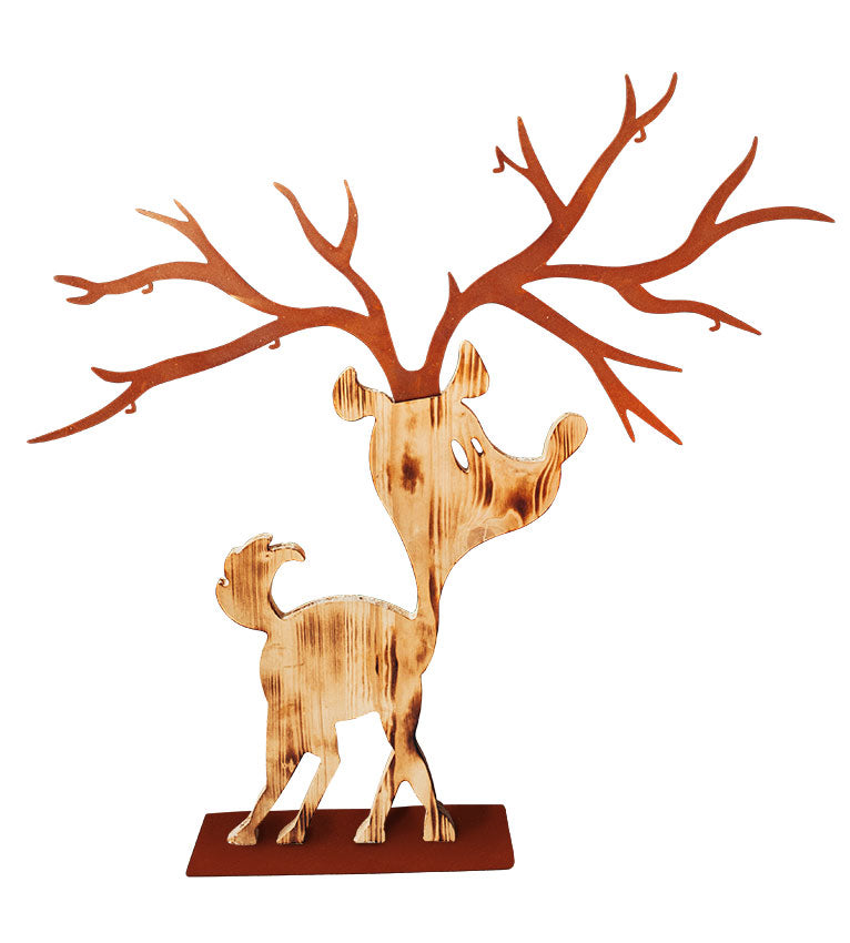 Elch Holz-Metall "HOLZELCH - HARALD" Süßer Elch in Holz-Rost Kombination