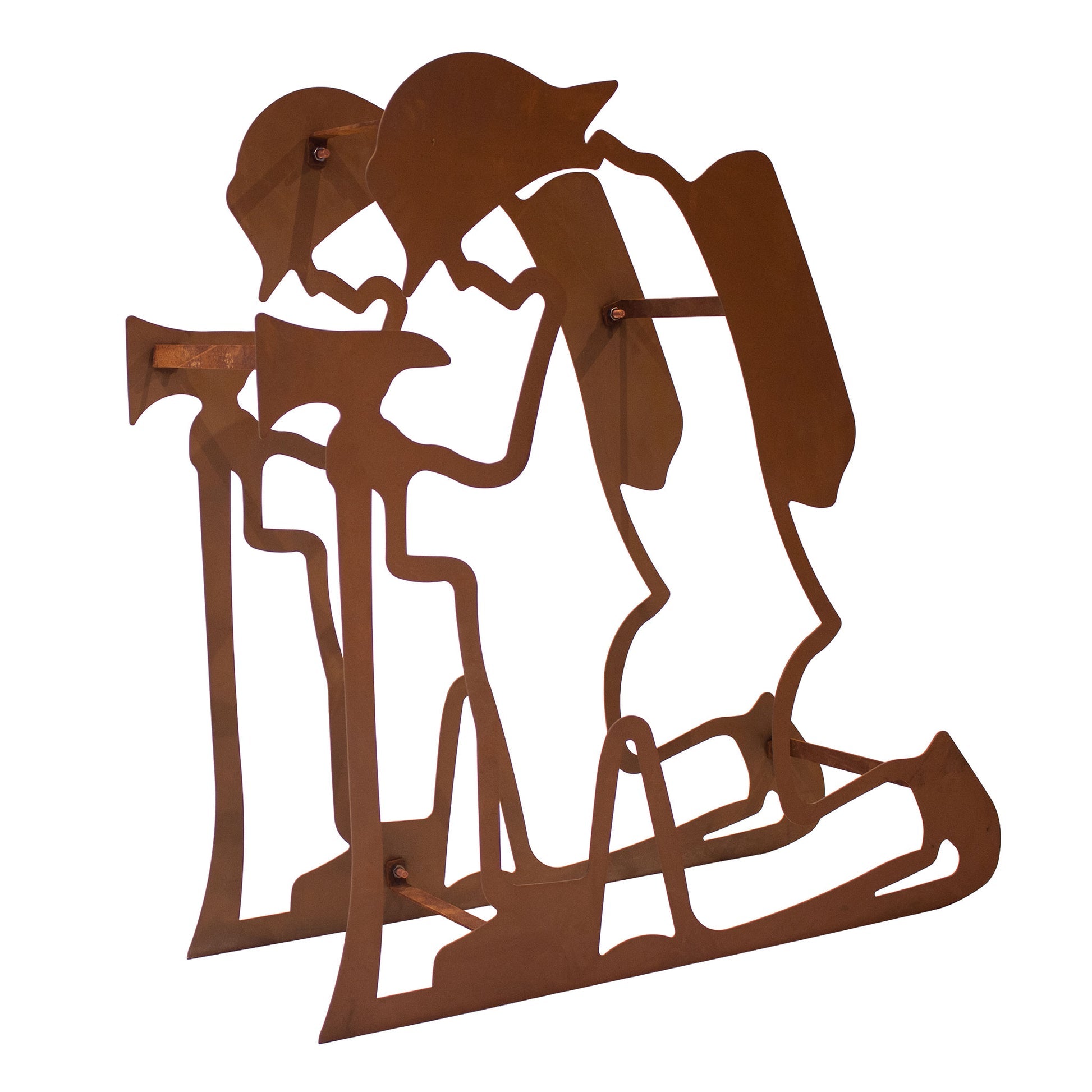 Holzlege Feuerwehrmann Edelrost Kompakte Holzaufbewahrung Kaminholzregal