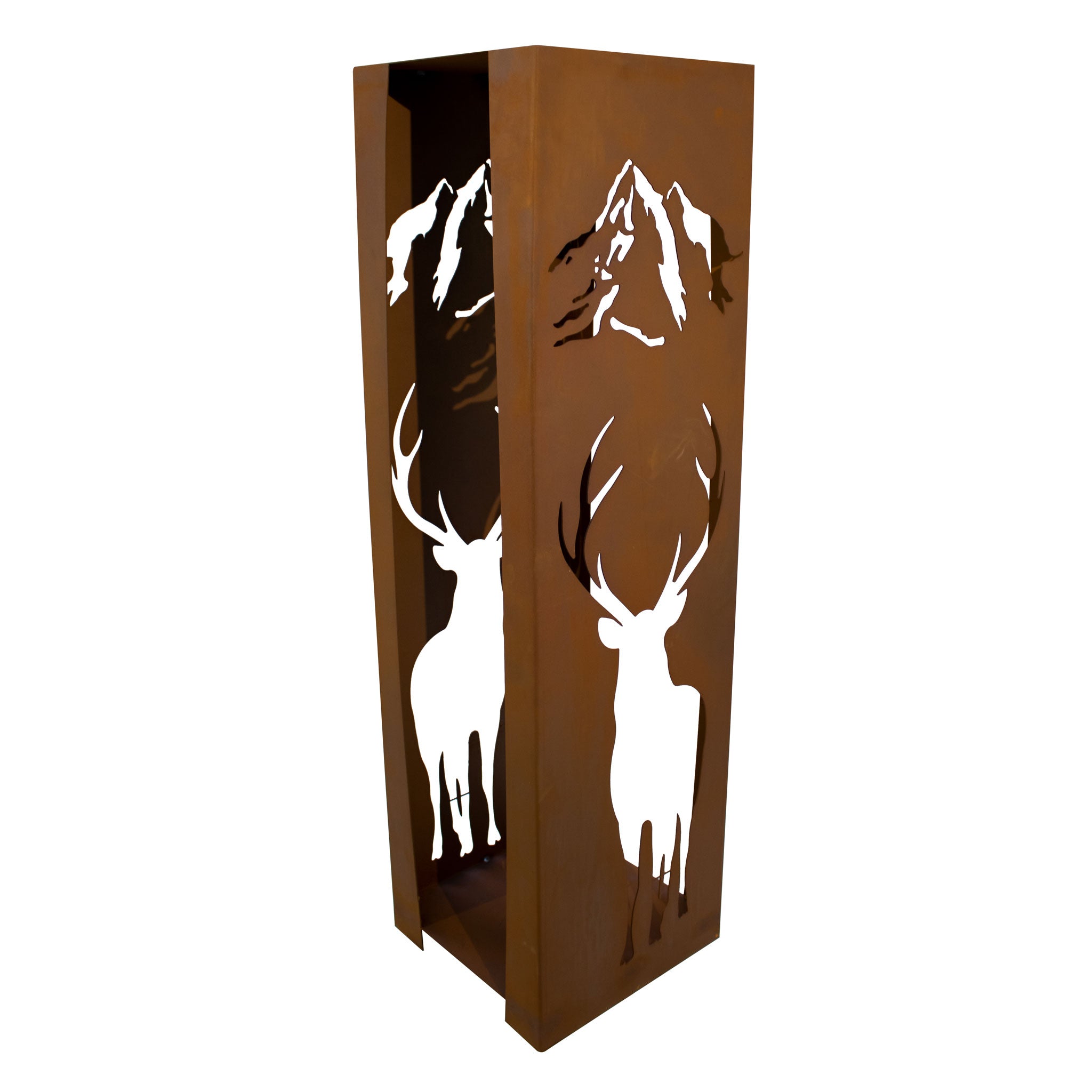 Holzlege Hirsch - Edelrost Holzaufbewahrung Holzregal Dekoration