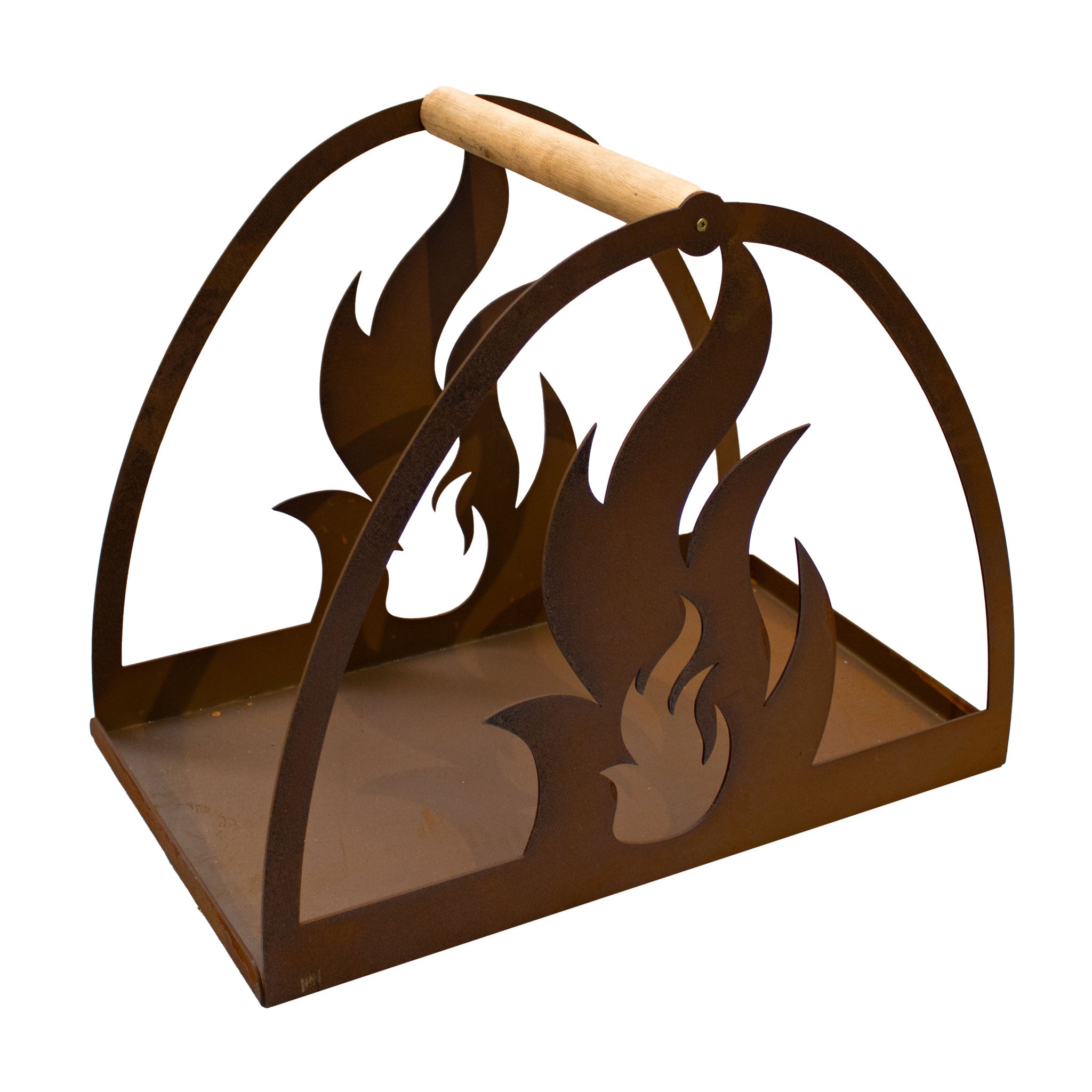 Holztrage Edelrost Flamme - Kaminholzkorb Rost Edle Holzaufbewahrung