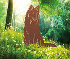 Tierfigur Metall - Hund Lassy - Edelrost Skulptur Collie für Hundefans