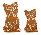 Tierfigur Metall - Hund - Bello - Edelrost Hundefigur auf Platte Gartenfigur