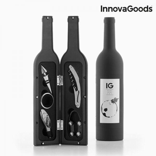 Wein Zubehör Set - Weinflaschenoptik 5-teilig, Dekorative Geschenkidee