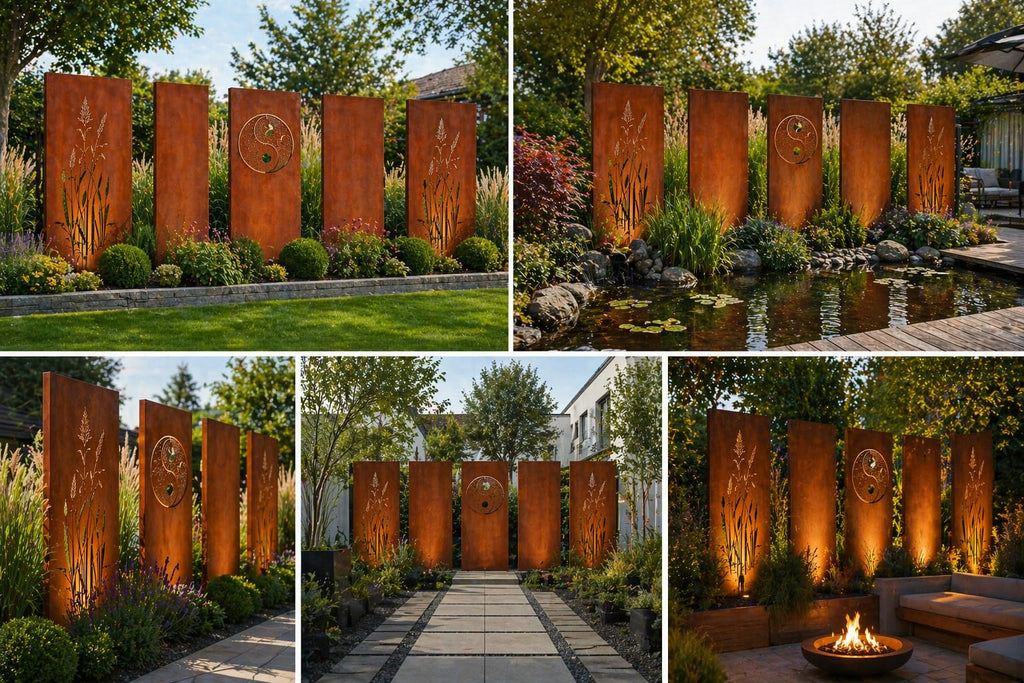 Sichtschutzwand Edelrost 5er Set China & Yin Yang - Kombination mit 100 € Rabatt