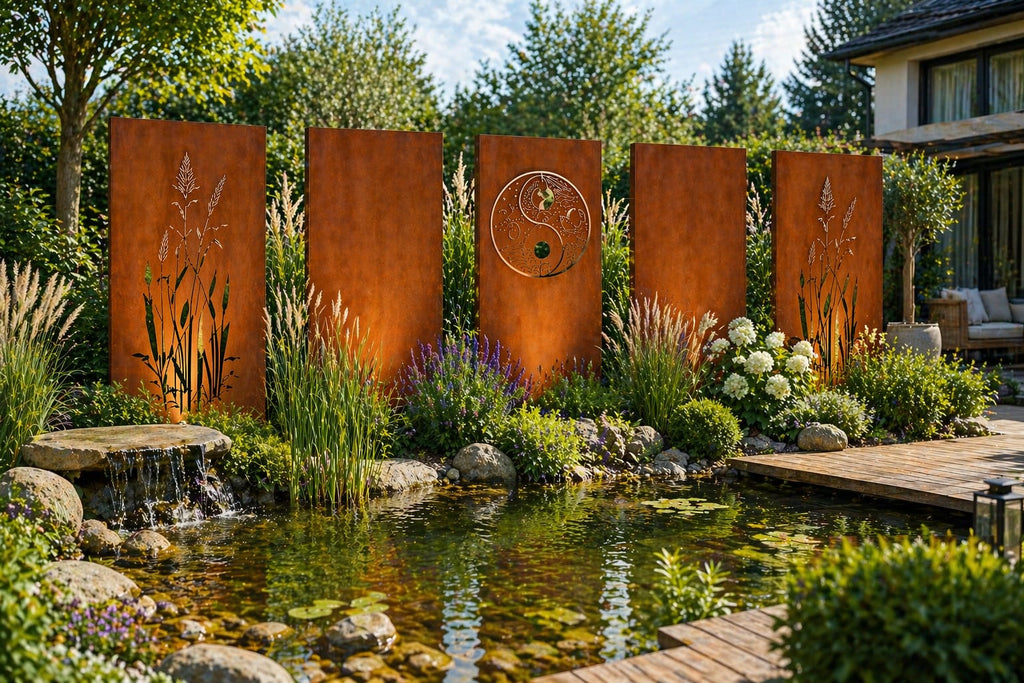 Sichtschutzwand Edelrost 5er Set China & Yin Yang - Kombination mit 100 € Rabatt