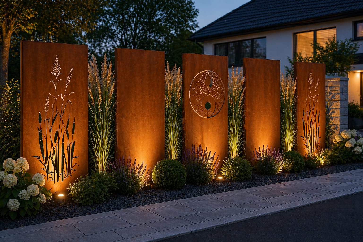 Sichtschutzwand Edelrost 5er Set China & Yin Yang - Kombination mit 100 € Rabatt