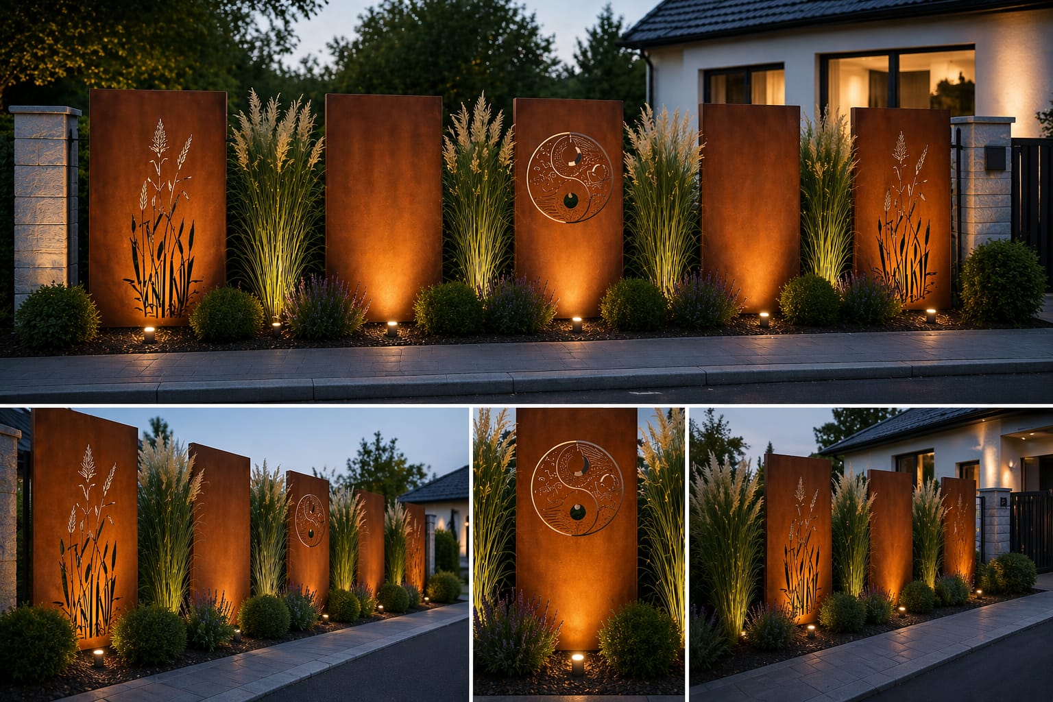 Sichtschutzwand Edelrost 5er Set China & Yin Yang - Kombination mit 100 € Rabatt