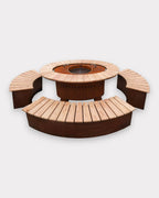 Grill- und Feuerstelle Karlsruhe Edelrost Outdoor Feuerstelle mit Sitzbänken