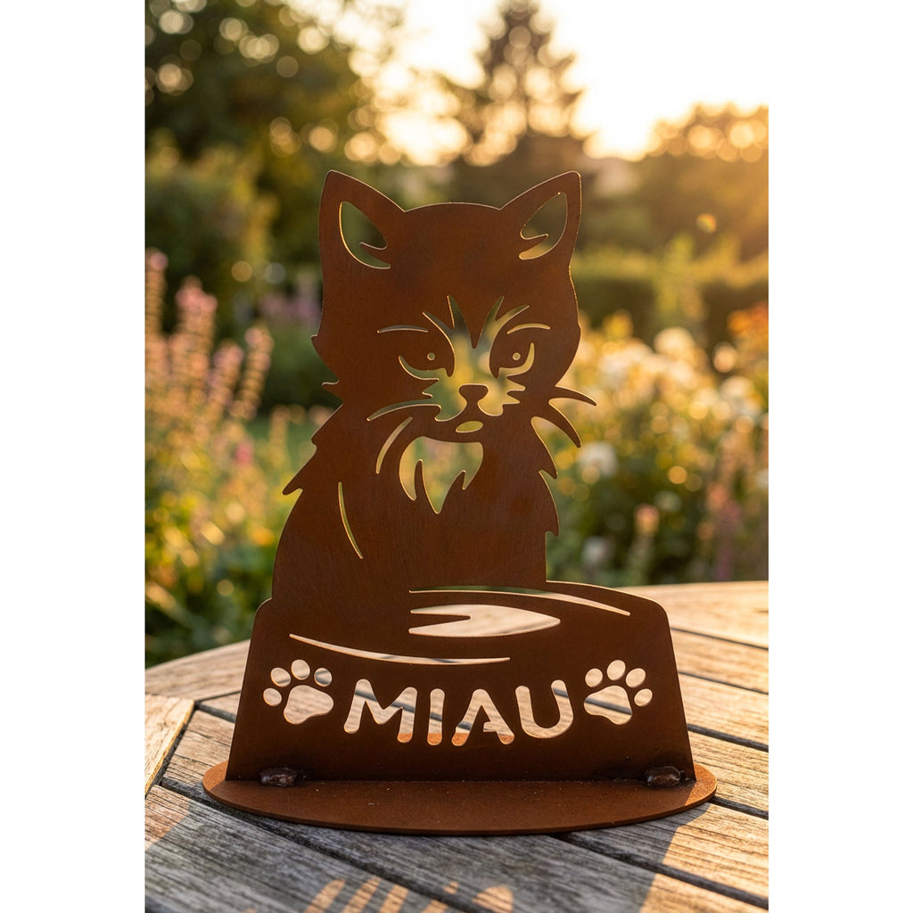 Katzenfamilie – liebevolles Edelrost-Katzen-Set aus Metall (3er-Set)