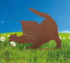 Katzenfigur Metall - Katze Elegant 4 - Edelrost Tierfigur Deko Katzenliebhaber