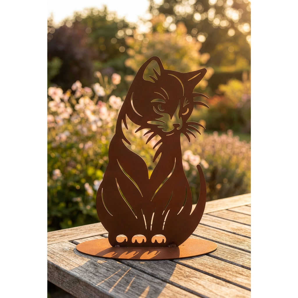 Katzenfamilie – liebevolles Edelrost-Katzen-Set aus Metall (3er-Set)