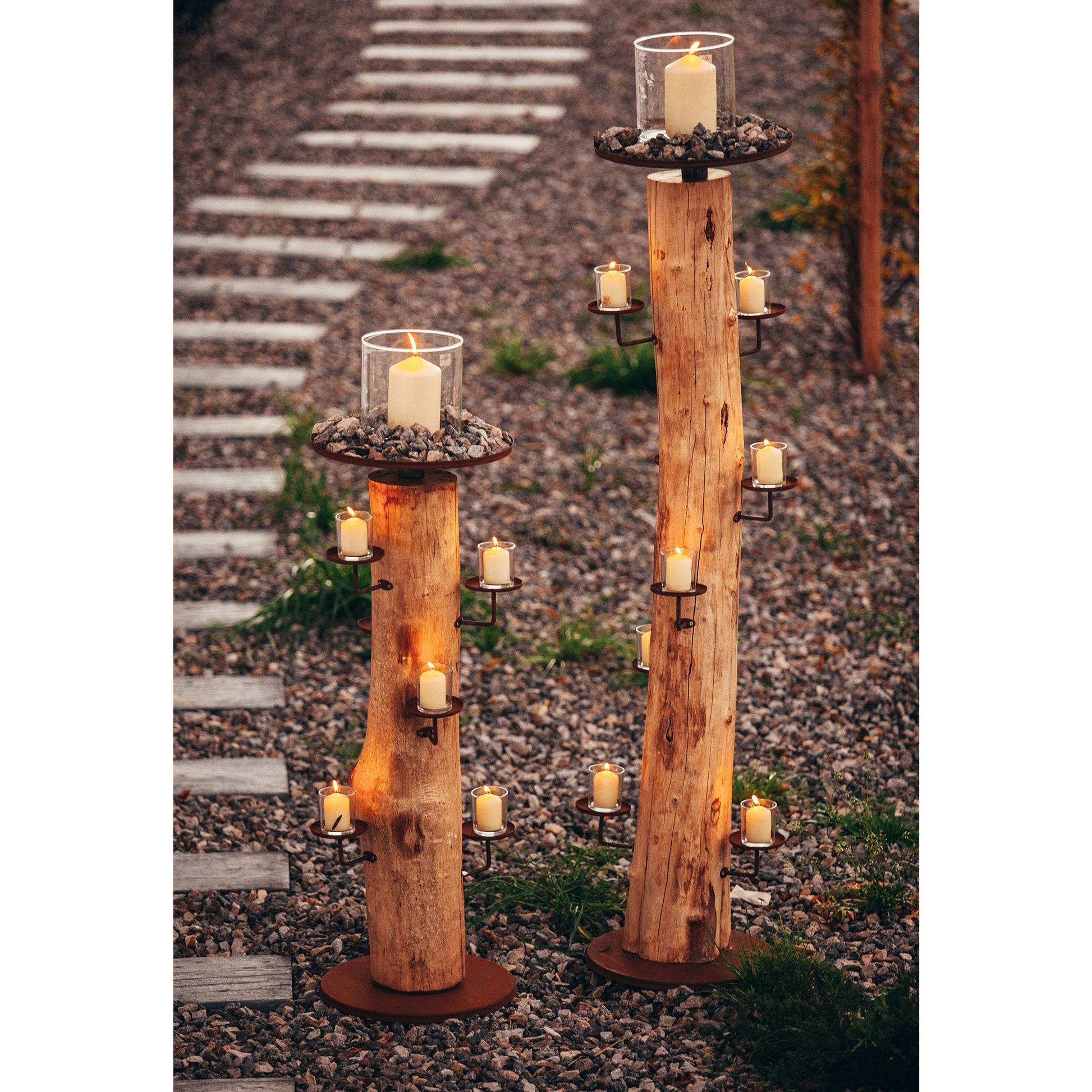 Kerzenhalter - Natur Kerzenständer aus Holz rund, Kerzenhalter Akazienholz