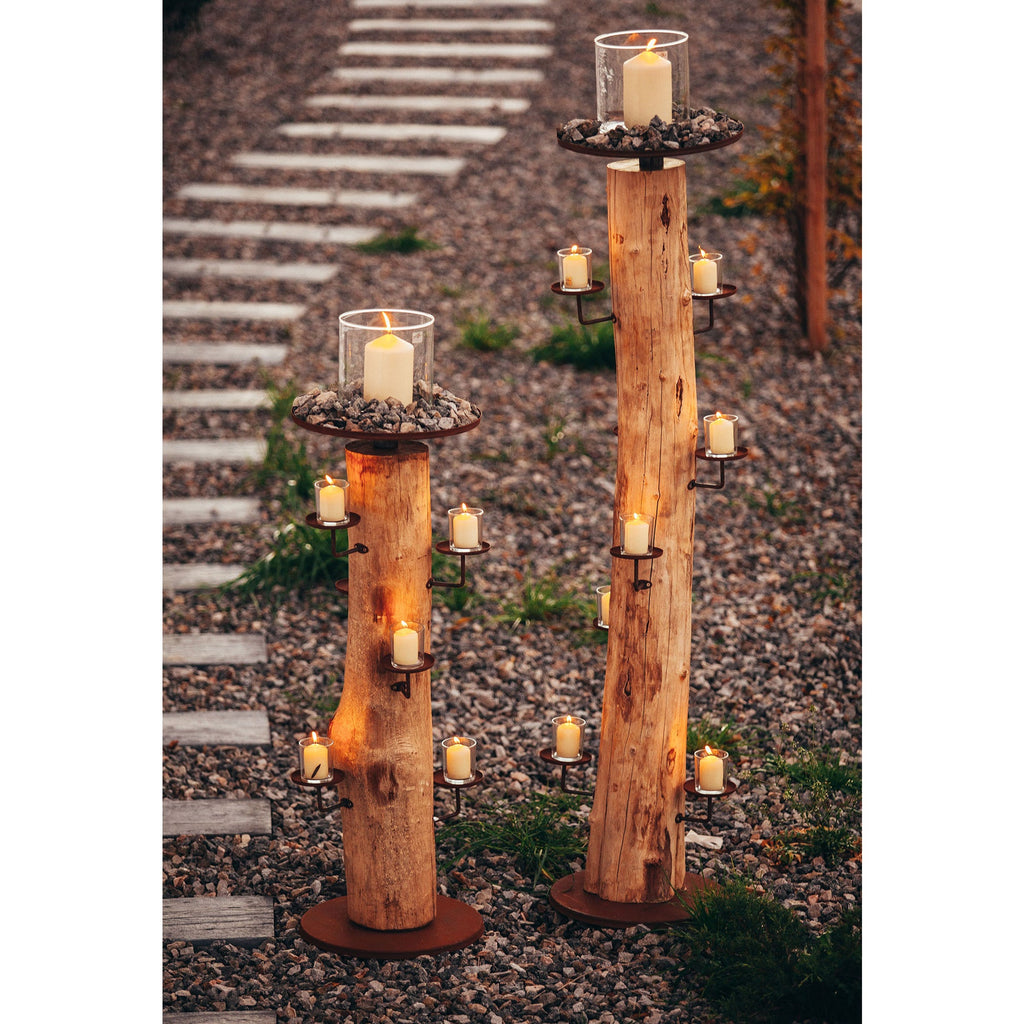 Kerzenhalter - Natur Kerzenständer aus Holz rund, Kerzenhalter Akazienholz
