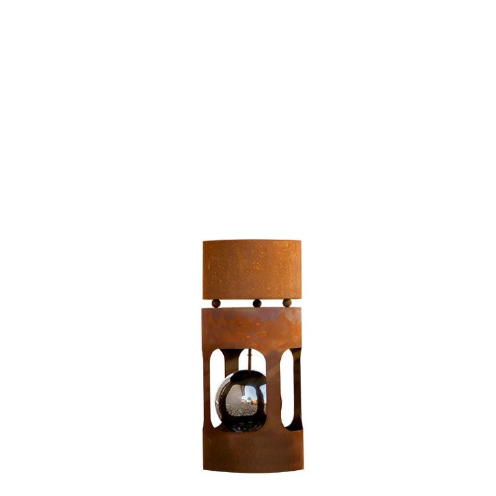 Rostsäule Kugelsäule im Edelrost Design Inkl. Edelstahlkugeln und Blumentrog